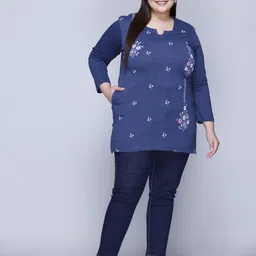 IN Love Women Floral Printed Regular Fit Plus Size Long T-Shirt-picture-32