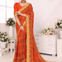 KALINI Abstract Printed Zari Saree With Zari Border image 1