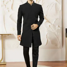 VASTRAMAY Self Design Sherwani Set-picture-42