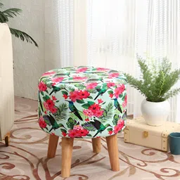 NACIA Green & Pink Floral Printed Ottoman Pouffes Stool-picture-27