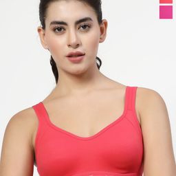 LILYWomen Pack Of 2 Workout Full Coverage Seamless Non Padded Sports Bra-14