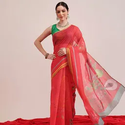 Silk Land Ethnic Motifs Zari Chanderi Saree-picture-11