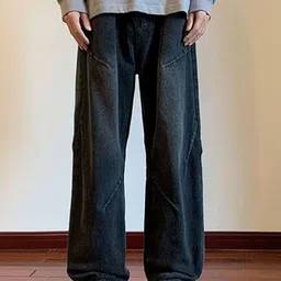 StyleCast Men Wide Leg Low Distress Light Fade Stretchable Jeans-image-33