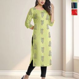 HERE&NOW Selection Of 3 Floral Printed Round Neck Straight Kurtas-picture-12