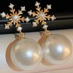 AKISON JEWELS Women Gold & White Spherical Drop Earrings-image-71