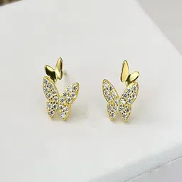 TEULRIP Gold Plated Artificial Stones Studded Contemporary Studs-image-15