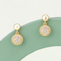 Kushal's Fashion Jewellery Rose Gold Plated Zircon Studded Party Drop Earrings-image-82