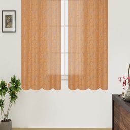 Aura Gold-Toned 2 Pieces Self Design Sheer Window Curtains-picture-37