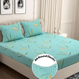 VAS COLLECTIONS Valencia Green Printed Microfiber 210TC Queen Bedsheet Set 1.82m x 1.98m-image-3