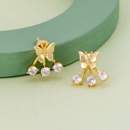Kushal's Fashion Jewellery Gold-Plated Classic Zircon Studded Studs-image-83