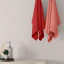 home expressions Peach & Red 2 Pieces Pure Cotton 380 GSM Towel Sets-picture-7