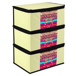 Kuber Industries Cream-Coloured Set of 3 Regular Multi-Utility Organisers-50