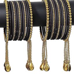 ZULKA Set Of 26 CZ Stone Studded Latkan Bangles-image-12