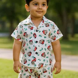 Anneca Boys Mickey Mouse Printed Pure Cotton Shirt & Shorts Clothing Set-image-17