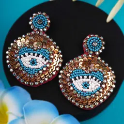 Adwitiya Evil Eye Artificial Beads Beaded Circular Shaped Drop Earrings-13