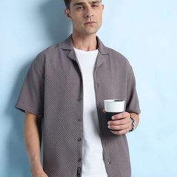 Dennis Lingo Cuban Collar Textured Relaxed Fit Casual Shirt-image-90