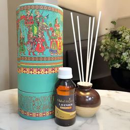 GLOBAL AROMA Brown & Blue Lavender Reed Aroma Oil Diffuser Set - 100 ml-4