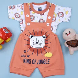 V-Mart V-Mart Infants Boys Printed Cotton Round Neck Dungaree With T-Shirt-image-38