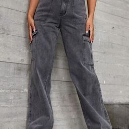 BAESD Women Comfort Baggy Mid-Rise Cargo Stretchable Jeans-picture-7