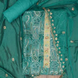 SHADOW & SAINING Paisley Embroidered Sequinned Unstitched Dress Material-image-51