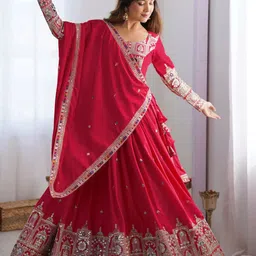 Jogmaya Fashion Embellished Thread Work Semi-Stitched Lehenga & Unstitched Blouse With Dupatta-picture-10
