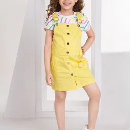 Peppermint Girls Printed Dungaree With T-Shirt-image-26