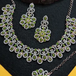 VATSALYA creation Alloy Gold- plated Green Jewellery Set-42