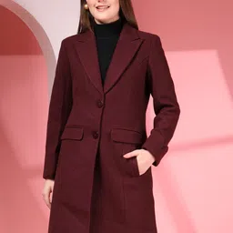 Juelle Notched Women Lapel Collar Longline Over Coats-image-90