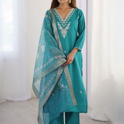 Fashion Basket Ethnic Motifs Embroidered Thread Work Kurta with Pyjamas & Dupatta-image-26