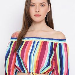 OTIRA Women Striped Off-Shoulder Crop Top-30