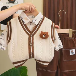 Little Surprise Box LLP Kids Printed Teddy Sweater Shirt & Trouser Clothing Set-image-63