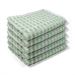 PRAKARTIK 5-Pcs Green & White Checked Cotton Kitchen Towels-34
