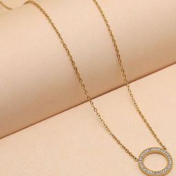 PREYANS Women Gold-Plated American Diamond Studded Necklace-image-65