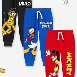 YK Disney Boys Pack Of 3 Mickey & Friends Printed Cotton Joggers-image-81