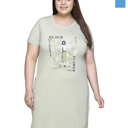 IN Love Pack of 2 Women Plus Size Front Printed Cotton Nighty Chemise-image-58