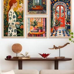 Kotart Brown 4 Pieces Wood Abstract Wall Paintings-picture-46