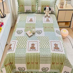 JC HOME Green & White Printed Cotton Double Queen Bed & Pillow Cover-image-78