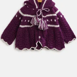 CHUTPUT Unisex Kids Striped Woollen Poncho with Embroidered Detail-39