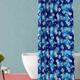 ArtzFolio Navy Blue & White Printed Waterproof Shower Curtain-image-103
