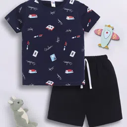 LITTLE NINJA Boys Printed Round Neck T-shirt With Shorts-image-23