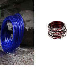 SOMIL Set of 16 Blue Alloy Artificial Stones & Beads Bangles-image-70
