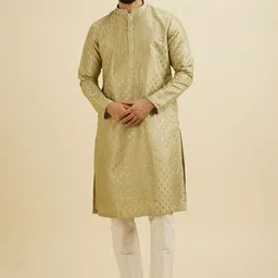 Manyavar Men Embroidered Regular Sequinned Kurta with Pyjamas-picture-5