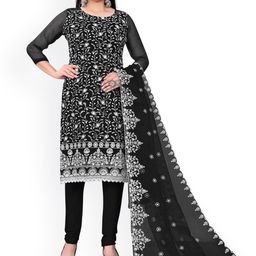 HERE&NOW Embroidered Organza Unstitched Dress Material-image-36