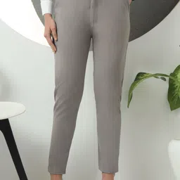 FITHUB Women Tapered Fit High-Rise Wrinkle Free Trousers-picture-38