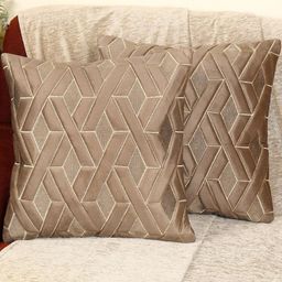 TANLOOMS Set Of 2 Brown Velvet Square Cushion Covers-8