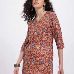 Anouk Rustic Abstract Printed V-Neck Straight Kurta-picture-24