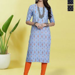 HERE&NOW Selection Of 3 Geometric Printed Round Neck Straight Kurtas-image-86