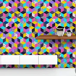 ArtzFolio Printed UV-Resistant Anti-Bacterial Memphis Pattern Peel & Stick Wallpaper-image-7