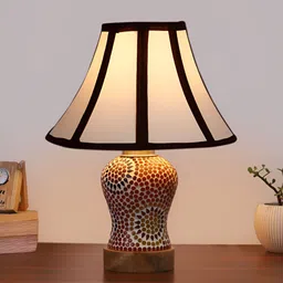 Aura White & Black Printed Glass Frustum Shaped Table Lamp-26