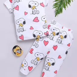 YK X Minute Mirth Girls Peanuts Printed Pure Cotton T-shirt With Joggers-image-32